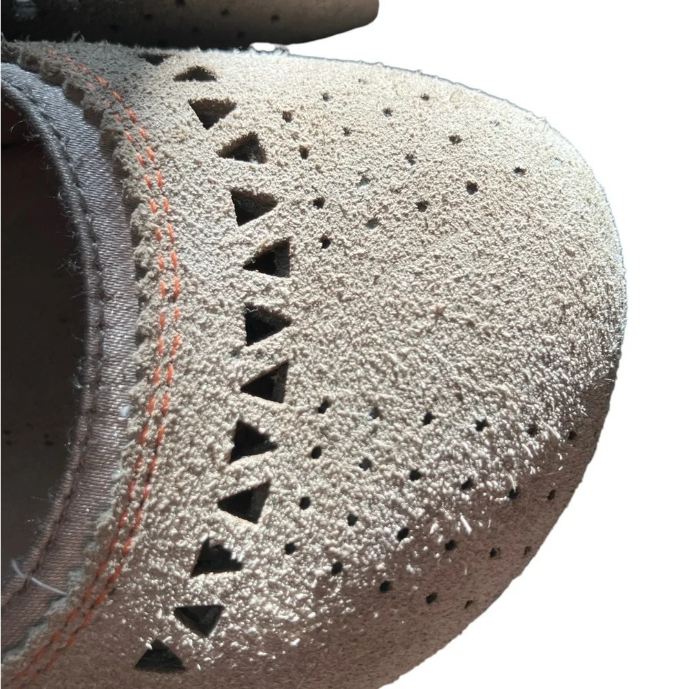 Jambu Lido Encore Beige Suede Mary Jane Sport Wedge Shoe Round Toe 7.5